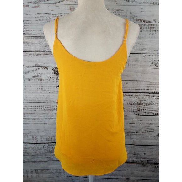 1.STATE Cami Chiffon Inset VNeck Spaghetti Strap Sunflower Yellow Tank Small NEW - Picture 6 of 8